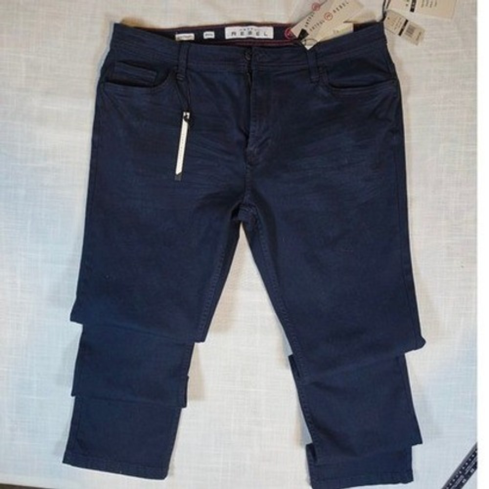 Artful Rebel Slim Straight Luxury Denim Jeans Mens 38x32 Indigo Blue Stretch